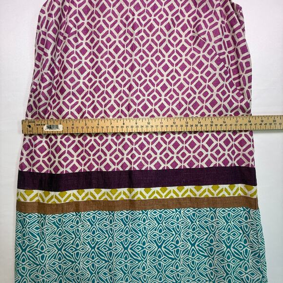 Ann Taylor LOFT Linen Geometric Print Shift Dress Multicolor Size 4 - Picture 6 of 12